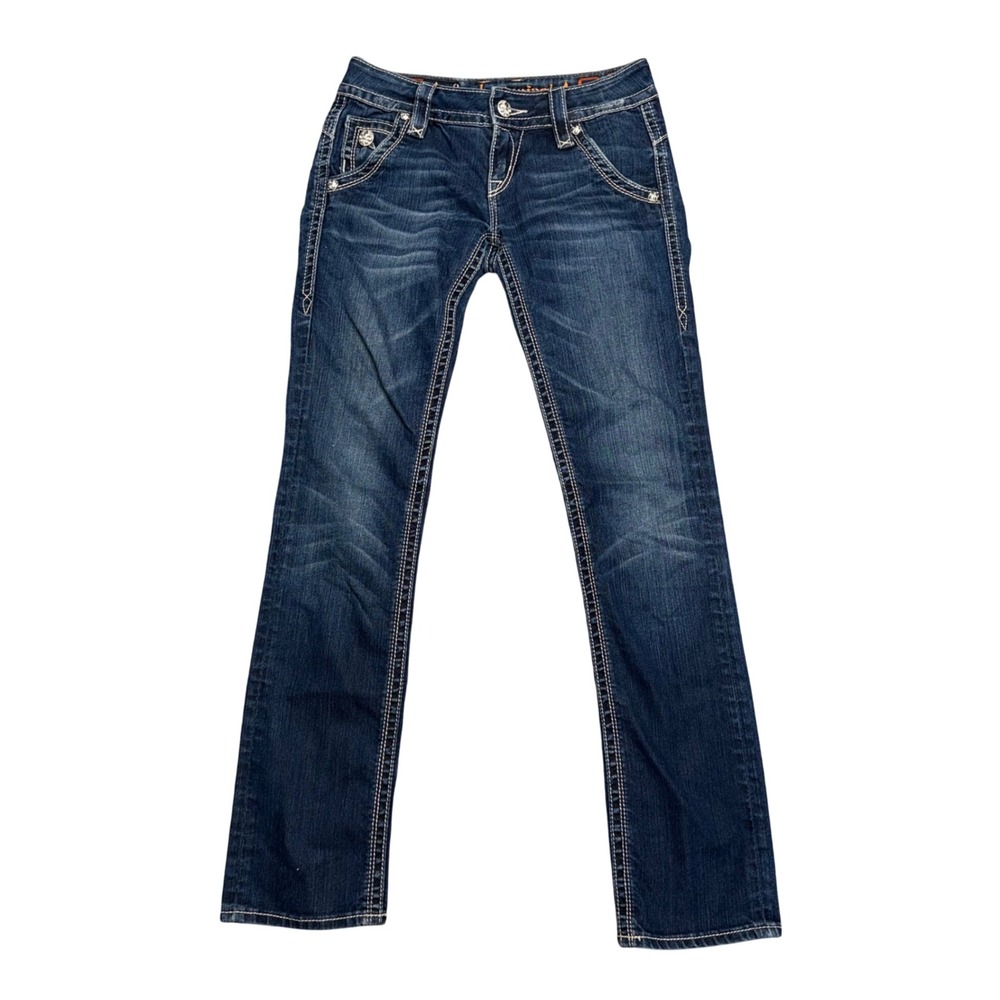 Rock Revival Adele Straight Jeans Womens 28 Blue Excellent Embellished